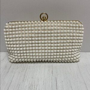 Vintage Off White Beaded Clutch Purse